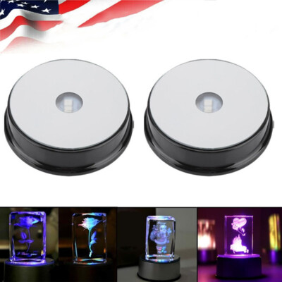 2pcs LED Light Display Base Stand 7 Color Lamp Holder Crystal Glass Art Figurinm