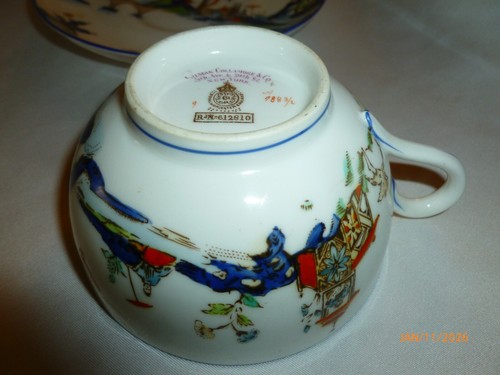 Antike Royal Worcester Chinoiserie Muster Teetasse Untertasse Teetasse - Bild 6 von 10