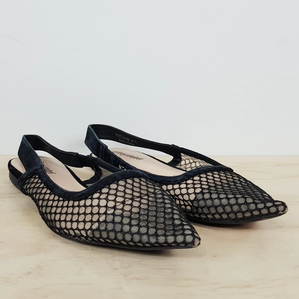 JEFFREY CAMPBELL Womens US 9.5 Black Emelia Mesh pointed flats Shoes - image 3 of 4