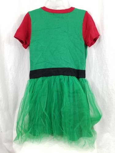 NWT 33 Degrees Ugly Sweater Elf Dress Tulle Green Jingle Bell Sequin Christmas L - Picture 7 of 7