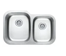 Seasons 31.5"W x 20.4"L x 9"/7.5"D Double Offset Left Undermount Ss Kitchen Sink