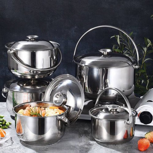 Stainless Steel Cooking Pot Stockpot with Lid Work Induction Soup - Picture 8 of 12
