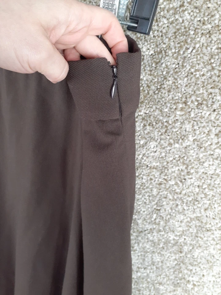 Falda midi Diálogo para mujer XL marrón oscuro línea A académica preppy clásica carrera Foto 3 de 4