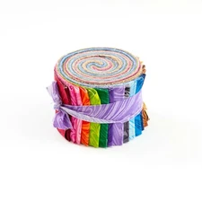 2.5 inch Rainbow Swirl  Jelly Roll 100% cotton fabric quilting 17 strips Marble