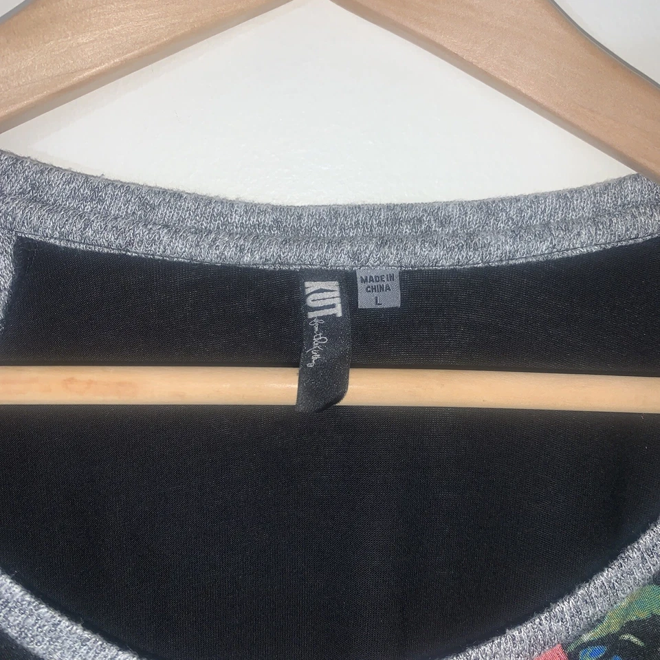 KUT From The Kloth Womens Large Raglan Sleeve Floral Top Pullover Blouse Shirt - Image 2 of 4