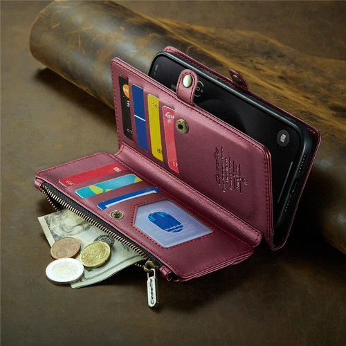 For iPhone 16 15 14 13 12 Pro Max Plus Case Wallet Leather ZIP Bag Strap Cover - Picture 70 of 84