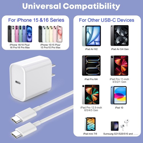 Fast Charger for iPhone 16/15 Charger10FT Extra Long Fast Charging 3Pack USB-... - 第 6/7 張圖片