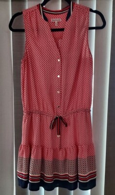 Juicy Couture Drop Waist Dress Size 0 Red White Navy Sleeveless Tsnk Mini  Dress | eBay