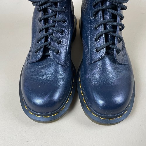Botas de media pantorrilla Dr. Martens UK 6 EU 39 azul púrpura cuero con cordones botas de gasolina - Imagen 10 de 13