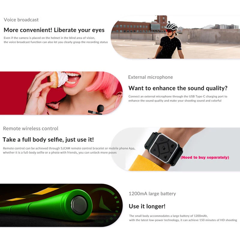 WIFI MINI 4K HD 1080P SJCAM C200 Sports Action Camera Waterproof Face Detection - Image 4 of 4