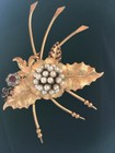 Spilla fiore perle a fiore oro elegante vintage stile spilla giacca cappotto 
