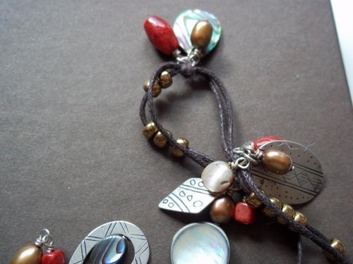 SILPADA N2116 Coral Wood Shell Pearl Sterling Silver Necklace Red Brown Multi - Picture 7 of 12