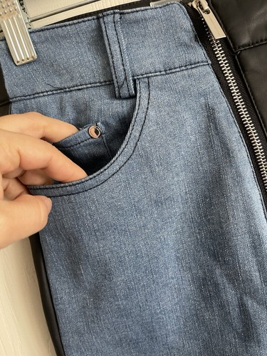 Maniere De Voir Cargo Pants Womens US 8 Black Blue Pockets Medium Wash NWT - Picture 2 of 13
