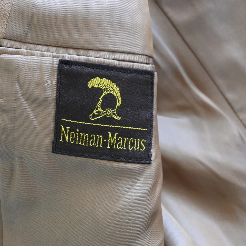 De Colección Neiman Marcus 40R Caqui Beige Gamuza Para Hombre Abrigo Deportivo Blazer Traje Chaqueta Foto 4 de 4
