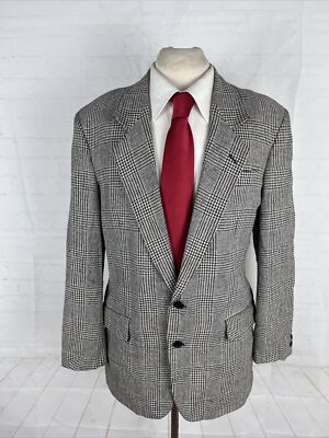 FALL/WINTER Custom Made Men's Grey Plaid Silk Blazer 40L $415