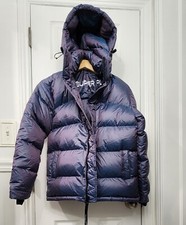 Womens Tna Super Puff Gray/purple Hooded Down Puffer Jacket Parka Sz Xs