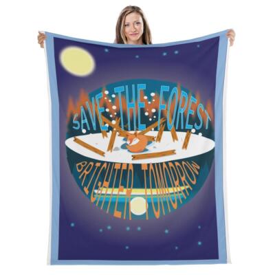 Personalized Save Forest Plush Fleece Blanket, Blanket Gift for Friends, Gift