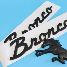 Set Fender & Horse Emblem Letters Badge For 2021-2024 Bronco Matte Black
