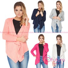 Womens Knitted Waterfall Blazer Long Sleeve Shrug Sweater Size 8 - 12 Fas24