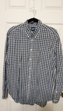 Mens Gap Blue Plaid Casual Dress Shirt L/S Large