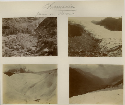 France, Chamonix, Glacier des Bossons Vintage Print. France. 4 photos - 8 x 1