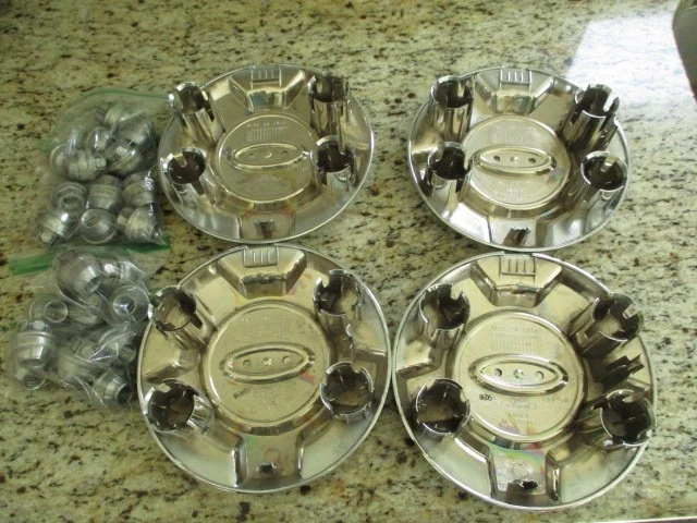 Оригинальный хромированный центральный колпак для Ford F150 2009-2014 годов выпуска - 9L34-1A096-AC набор из 4 колпаков/24 зажимные гайки - Изображение 4 из 4