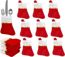 24-Pack Mini Christmas Stockings Red Felt 5X6.25-Inch Gold Ribbon Holiday Decore