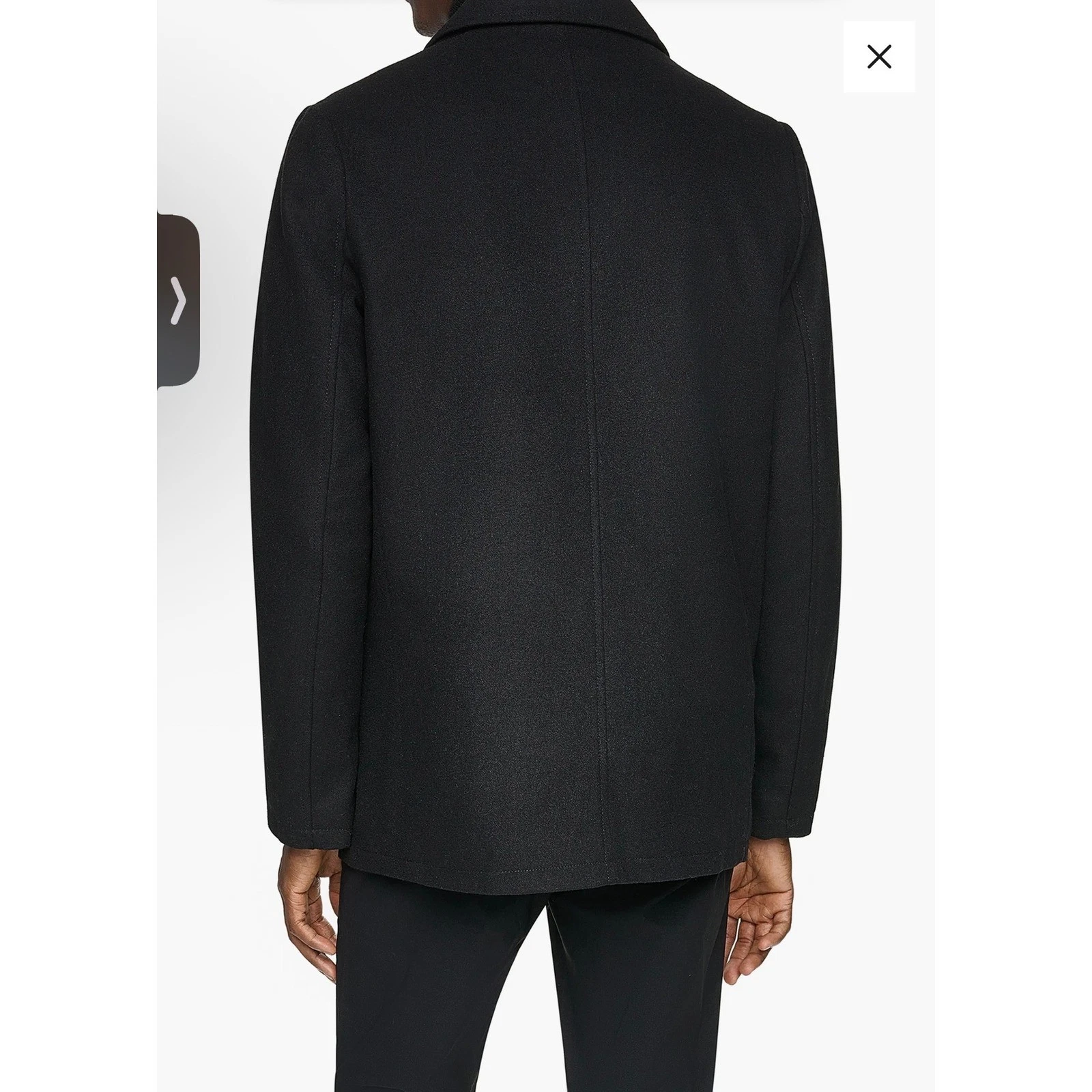 Kenneth Cole Reaction Mens Peacoat Jacket M Black Double Breasted Knit Bib Coat image 2