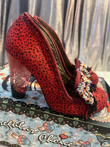 Tacones Irregular Choice Talla 5 Estampado Leopardo Rojo Ombré Perspex - Imagen 2 de 14