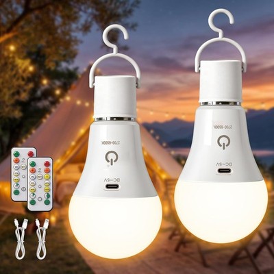 2PCS Wiederaufladbare Glühbirne LED Glühbirne Dimmbar Mit Fernbedienung Outdoor