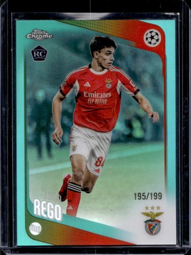2025-26 Topps Chrome UEFA Joao Rego RC Aqua Refractor Rookie #/199 Benfica