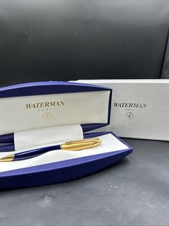 Waterman Paris Blue & Gold Ballpoint Pen W/original Presentation Box & Sleeve.ML