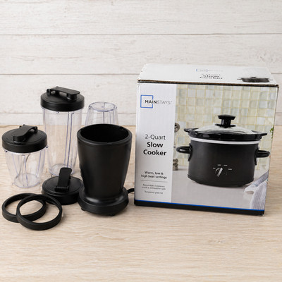 Mainstays Blender Set Plus 2 Quart Slow Cooker Kitchen Bundle Black