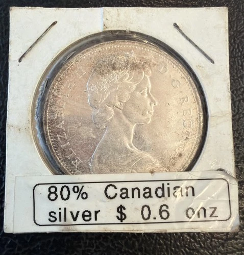 🇨🇦 1965 Canada Silver Dollar 80% Silver Coin Voyageur Elizabeth II .6 toz 🍁
