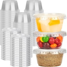100 Sets 2 oz Jello Shot Cups W/ Lids Portion Cups Clear Disposable Plastic