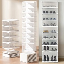 9 Ebenen Klappbar Schuhkarton Aufbewahrungsbox Schuhboxen Schuhregal mit deckel