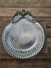 Vintage Arthur Court Dish Platter Clam Shell Seahorse Accents 1978