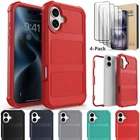 For iPhone 16 Phone Case Slim Shockproof Rugged Hard Cover / 4x Screen Protector