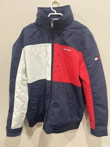 Tommy Hilfiger Colour-Block Flag Windbreaker Jacket - Navy / White / Red - M - product listing photo