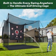 Heavy-Duty Golf Practice Net 10x8x6ft Portable Golf Hitting Net w/ Target Cloth