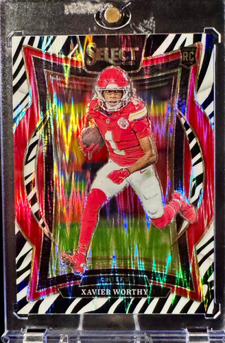 2024 Panini Select Xavier Worthy #32 Zebra Prizm RC SSP Chiefs Rookie
