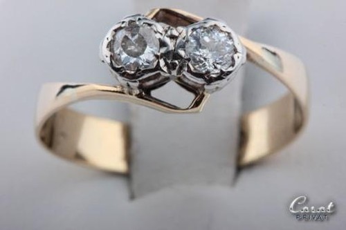 Diamantring antik 9k Gelb Gold Altschliff Diamanten Biedermeier Gr 53 Top!