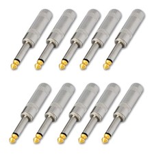 10 x 1/4 11mm Outer Diameter MONO Male Audio Speaker 6.35 Connector Plug