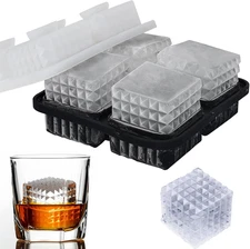Silicone 2-Inch Whiskey Ice Cube Mold with Lid for Cocktails and Bourbon