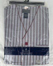 Vintage NEW Surrey Maroon Striped Pajama Set PJs Mens L Short Sleeve Leg 2 PC