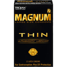 TROJAN Magnum Thin Lubricated Condoms 12 Count Large Size Latex