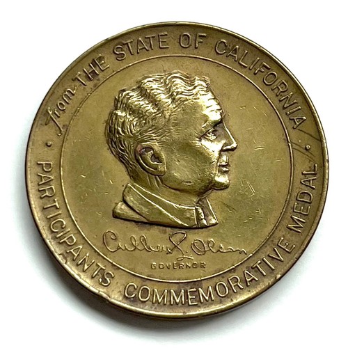 1939 GOLDEN GATE Intl Expo. San Francisco, Ca. Participant Medal. Gov. OLSON