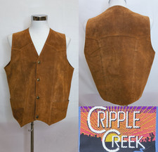 Cripple Creek Suede Leather Vest Men's XL Brown Western Wear W4877