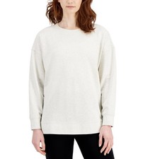 Style Co. Women's Long Sleeve Round Neck Sweatshirt White Heather Sie S