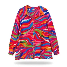 JOHN MARK Multi Color Stripe Eyelet Button Down Shirt Top Plus Size 3X NEW